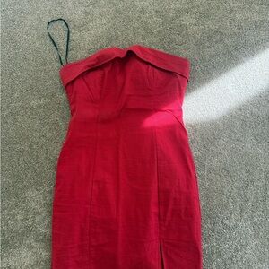 Hello Molly Strapless Red Fold-Over Sheath Dress
